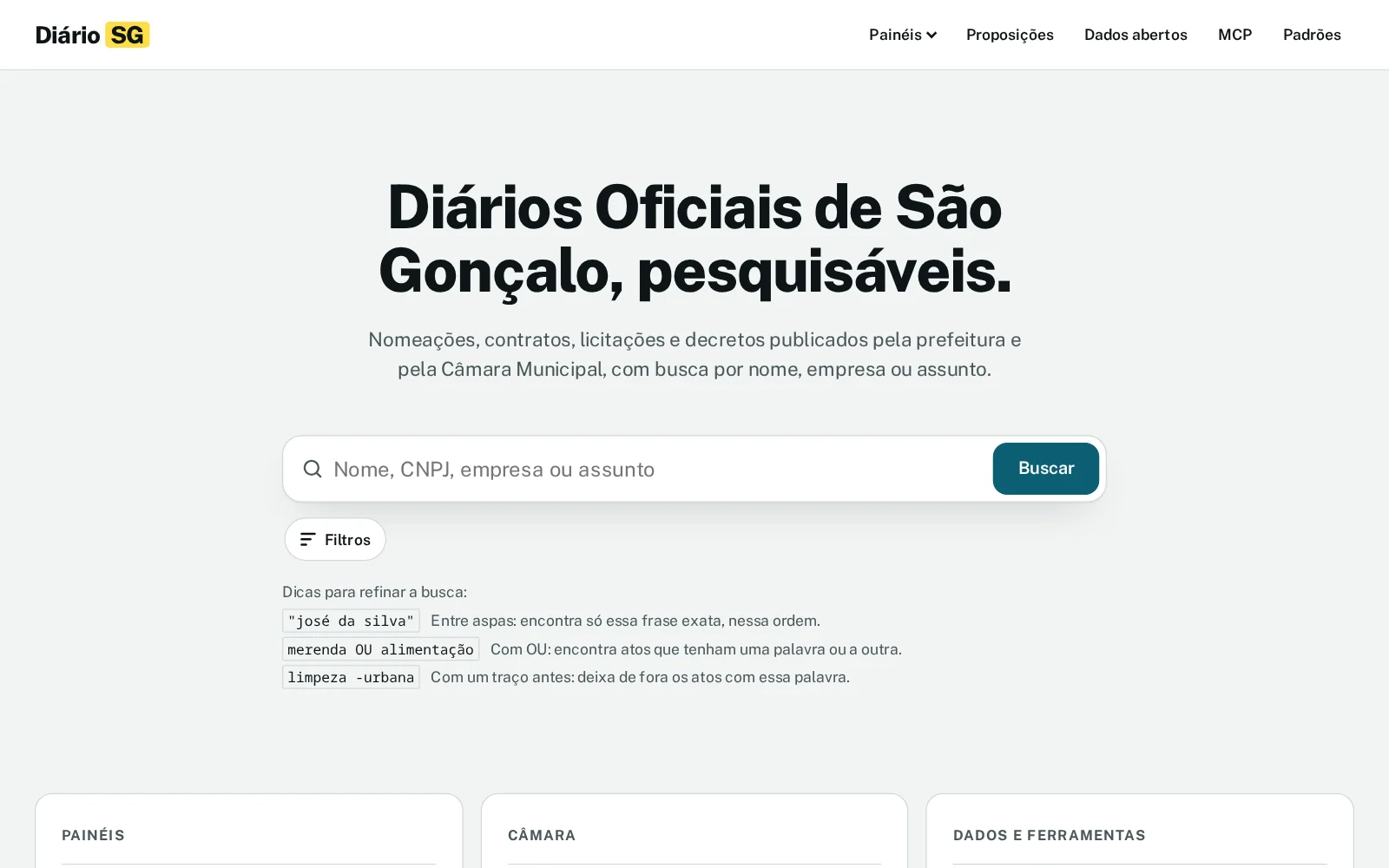 Diário SG: home page with the new visual identity