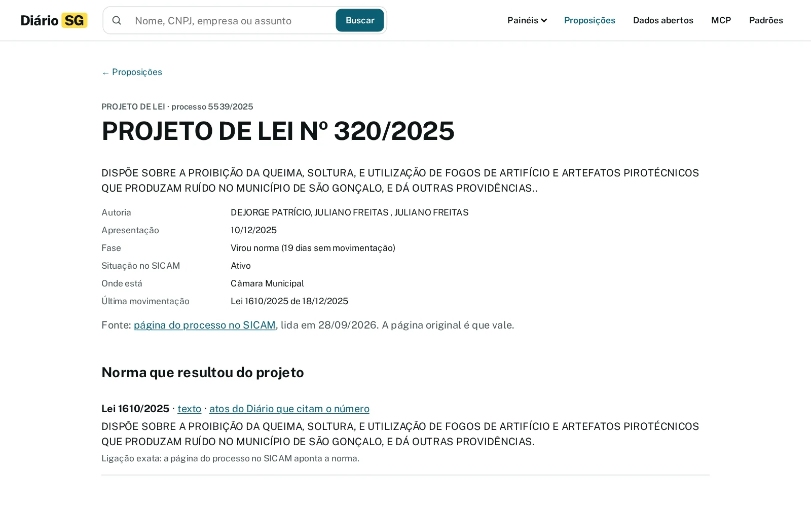 Diário SG: a bill and the law it became